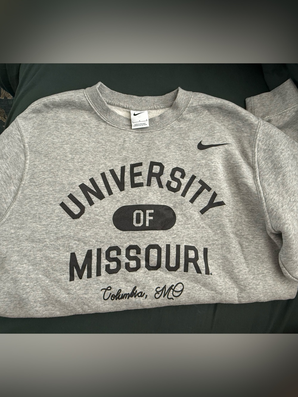 NIKE Gray University of Missouri Crewneck Sweatshirt